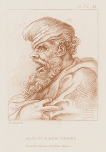 Cabeza de un hombre cantando de Michelangelo (after) Buonarroti