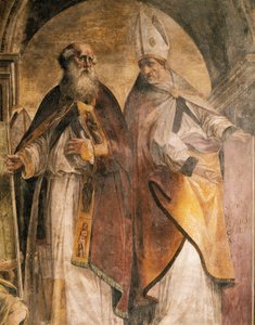 Antonio y Cirillo, detalle de Padres y Doctores de la Iglesia de Michelangelo Anselmi