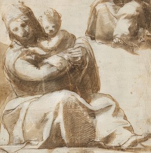 Madonna sentada con niño. Alrededor de 1525 de Michelangelo Anselmi
