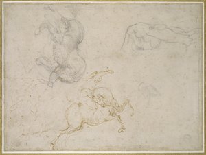 Jinete cargando y otros estudios de Michelangelo Buonarroti