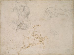 Jinete cargando y otros Estudios de Michelangelo Buonarroti