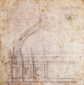 Dibujos de diseño para la cúpula de la Basílica de San Pedro de Michelangelo Buonarroti