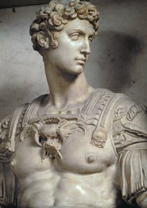 Giuliano de Medici, Duque de Nemours, detalle de la figura de su tumba por Miguel Ángel (detalle)