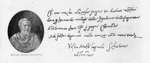 Escritura y firma de Miguel Ángel Buonarroti de Michelangelo Buonarroti