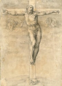 Crucifixión con dos ángeles de Michelangelo Buonarroti