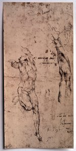 Hombre desnudo, estudio de brazo. Dibujo de Miguel Ángel Buonarroti de Michelangelo Buonarroti