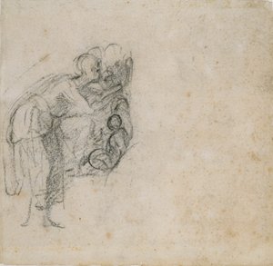 Página de un cuaderno de bocetos: Una mujer de negro, c1490-1560
