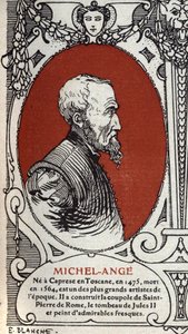 Retrato del pintor renacentista italiano, Miguel Ángel Buonarroti conocido como Michelangelo de Michelangelo Buonarroti