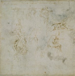 Recto: Ocho estudios de figuras. Verso: Estudio de figura de Michelangelo Buonarroti