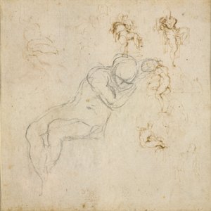Recto: Ocho Estudios de Figuras. Verso: Estudio de Figura de Michelangelo Buonarroti