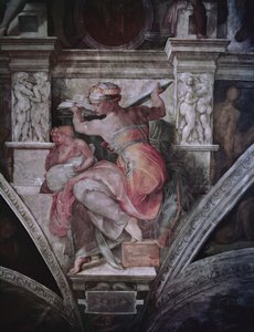 Techo de la Capilla Sixtina: Sibila Libia, c.1508-10 (pre restauración)