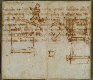 Bocetos ligeros de arquitectura y un pequeño estudio de figura, finales del siglo XV-principios del siglo XVI de Michelangelo Buonarroti