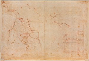 Estudios de monumentos romanos, siglo XVI (dibujo) de Michelangelo Buonarroti