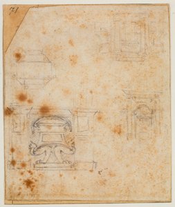 Estudios de monumentos sepulcrales para la Sacristía Nueva de Michelangelo Buonarroti