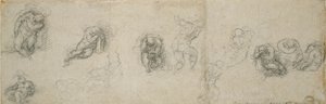 Estudios de un Apóstol durmiendo y otras Figuras, siglo XVI de Michelangelo Buonarroti