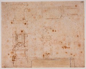 Estudios de monumentos sepulcrales para la Sacristía Nueva de Michelangelo Buonarroti