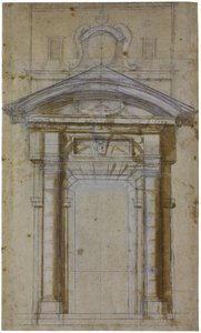 Estudio para Porta Pia en Roma, ca 1561 de Michelangelo Buonarroti