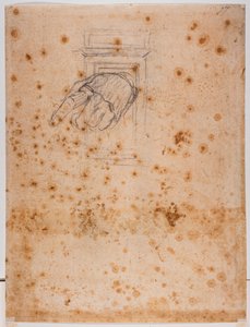 Estudio para un pilar y una mano de Michelangelo Buonarroti