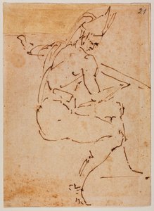 Estudio para una figura sentada de Michelangelo Buonarroti