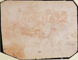 Estudio para la Matanza de los Inocentes (tinta marrón sobre papel) (recto)