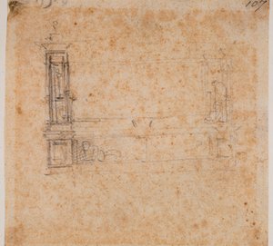 Estudio del doble muro sepulcral para la Nueva Sacristía de Michelangelo Buonarroti