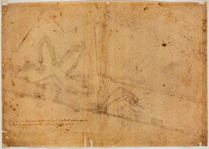 Estudio de figura de otra mano e inscripción manuscrita de Michelangelo Buonarroti