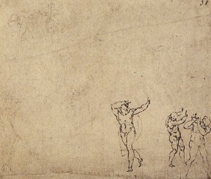 Estudio de figuras desnudas: dibujo de Miguel Ángel. Casa Buonarroti, Florencia de Michelangelo Buonarroti