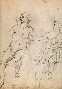 Estudio de algunas figuras desnudas; dibujo de Miguel Ángel. El Louvre, París de Michelangelo Buonarroti