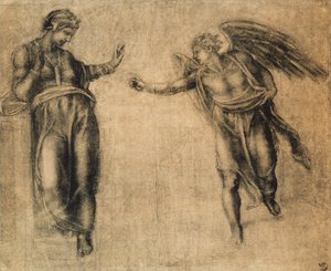 La Anunciación, dibujo de Miguel Ángel. Gabinetto dei Disegni e delle Stampe, Galería Uffizi, Florencia de Michelangelo Buonarroti