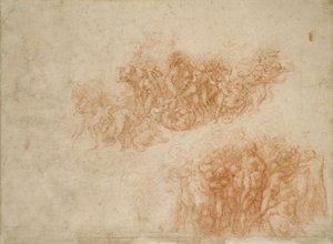 La adoración de la serpiente de bronce, siglo XVI de Michelangelo Buonarroti