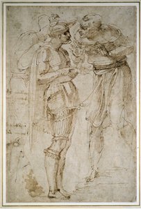 Tres Hombres en Conversación de Michelangelo Buonarroti