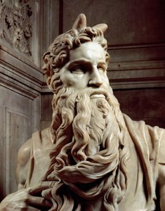 Tumba del Papa Julio II 1453-1513 (detalle) de la cabeza de Moisés, 1513-16