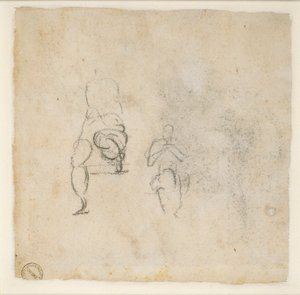Dos bocetos muy ligeros de figuras sentadas, c1490-1560 de Michelangelo Buonarroti