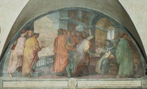 San Antonino Funda la Compañía de los Hombres Buenos en San Martino, luneta de Michelangelo Cinganelli