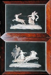 Dos de un conjunto de seis escenas alegóricas de Michelangelo Maestri