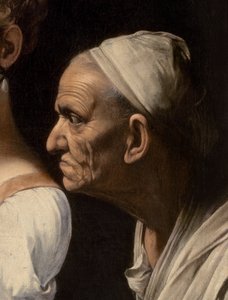 (detalle) de sirviente de Judith y Holofernes, 1599 de Michelangelo Merisi Caravaggio