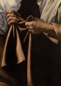 Detalle del sirviente sosteniendo la bolsa para la cabeza de Judith y Holofernes, 1599