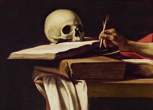 San Jerónimo escribiendo (detalle) de Michelangelo Merisi Caravaggio