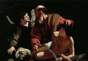 Abraham sacrificando a Isaac por Caravaggio, Michelangelo (1571-1610) de Michelangelo Merisi da Caravaggio