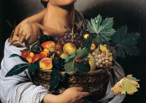 Niño con una cesta de frutas (detalle)