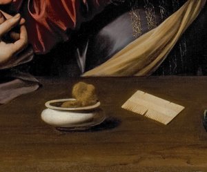 Detalle de La Conversión de la Magdalena, c.1598 (óleo y temple sobre lienzo) de Michelangelo Merisi da Caravaggio