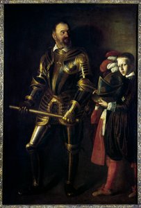 Retrato de cuerpo entero de Alof de Wignacourt (1547-1622) Gran Maestre de la Orden de Malta de 1601 a 1622, y su paje de Michelangelo Merisi da Caravaggio