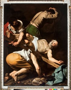 El Martirio de San Pedro, pintura de Michelangelo Merisi da Caravaggio (1571-1610) 1600-1601 Dim 230x175 cm Chiesa di Santa Maria del Popolo, Cappella Cerasi Roma de Michelangelo Merisi da Caravaggio