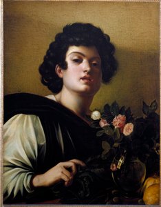Niño joven en el jarrón de rosas de Michelangelo Merisi da Caravaggio