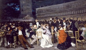 Un café en la Piazza San Marco, por Michele Cammarano de Michele Cammarano
