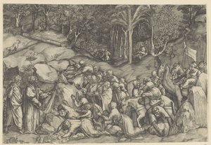 Moisés saca agua de la roca de Michele Greco