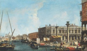 Entrada al Gran Canal de Venecia con la Piazetta y la Libreria Marciana a la derecha, la Dogana y Santa Maria della Salute a la izquierda. de Michele Marieschi