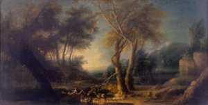 Paisaje rocoso, c.1730 (óleo sobre lienzo) de Michele Pagano