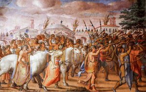 Triunfo del cónsul Lucio Emilio Paulo sobre Perseo, rey de Macedonia (detalle), hacia 1570 (fresco) de Michele and Rocchetti Jacopo Alberti