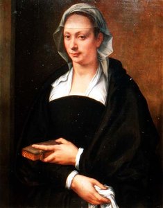 Retrato de una dama con velo blanco de Michele di Ridolfo Tosini
